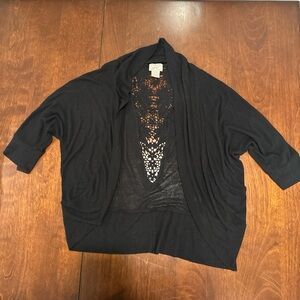 Eyelash Couture Elegant Black Open-Front Shrug